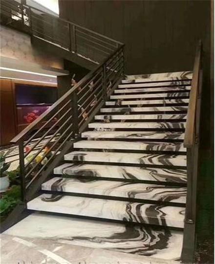 panda white marble stairs