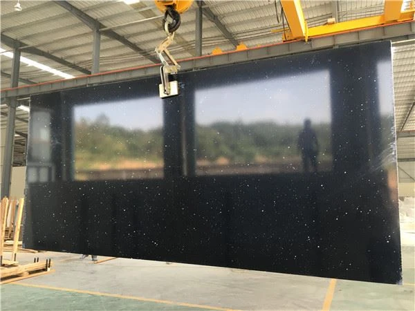 black quartz slab polished