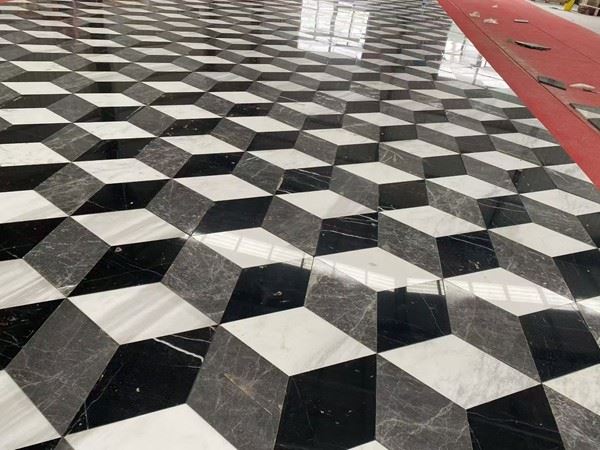 Black Grey and White Marble Floor Tiles