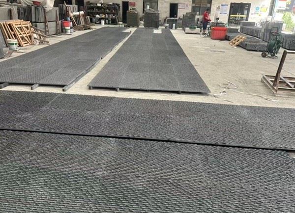Chiseled Grooved Black Granite Tile