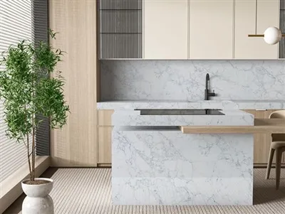 সাদা মূর্তি কোয়ার্টজ কাউন্টারটপ